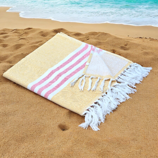Sunshine - Cotton Hammam Beach Towel with reversible Toweling Sunshine - Cotton Hammam Beach Towel with reversible Toweling