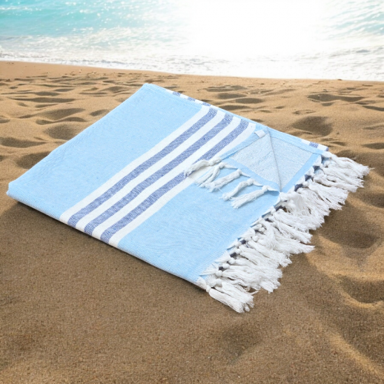 Sky - Cotton Hammam Beach Towel with reversible Toweling Sky - Cotton Hammam Beach Towel with reversible Toweling